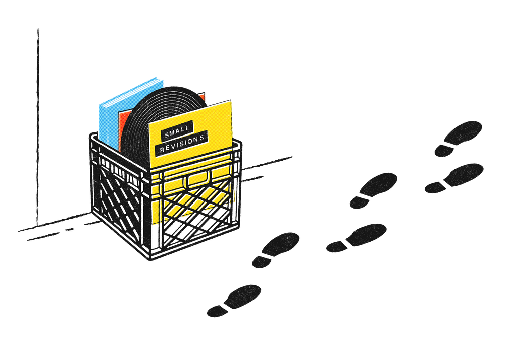 Small Revisions crate in primary colors